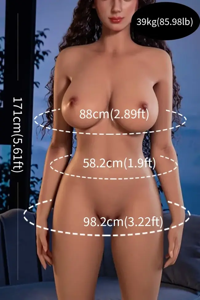 Precision silicone sex doll size comparison chart with body measurements for adult toy selection